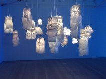 Now this was really cool and is a great example of what can be done with lights. These are items of clothing such as corset type things. Essentially they are a type of recycled lamp shade however the way they were all just hanging from the ceiling in one corner was wierd and almost eerie.